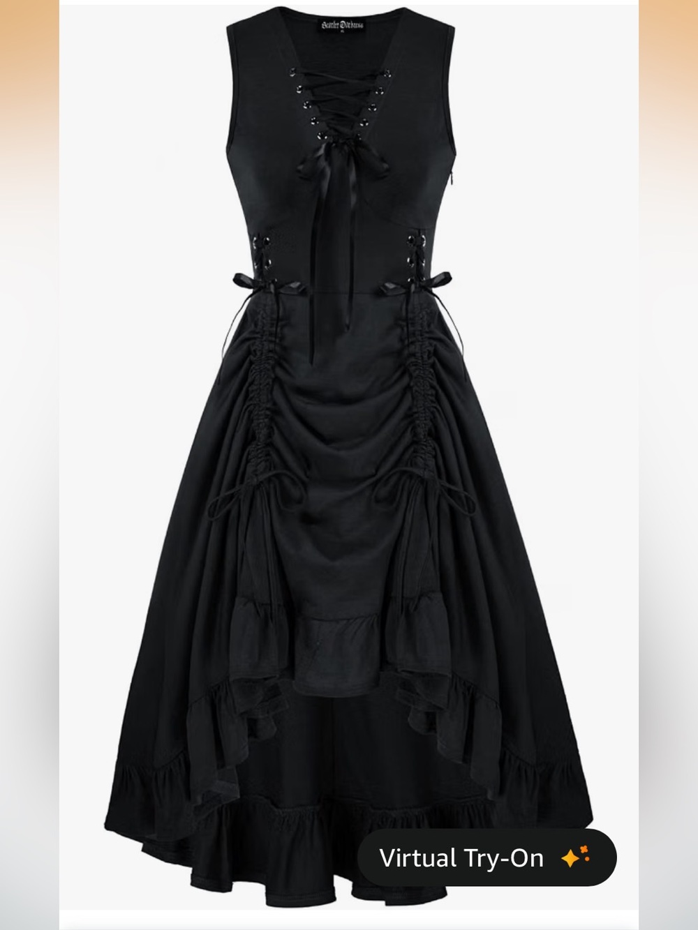 Black Lace-Up Sleeveless Dress